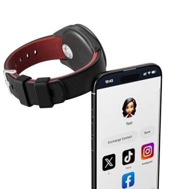Imagem de RBIPO Pulseiras de relógio de silicone bicolor de 22 mm embutidas, regraváveis, pulseira esportiva de liberação rápida com chip NFC interno para homens e mulheres, suporta operação de toque de