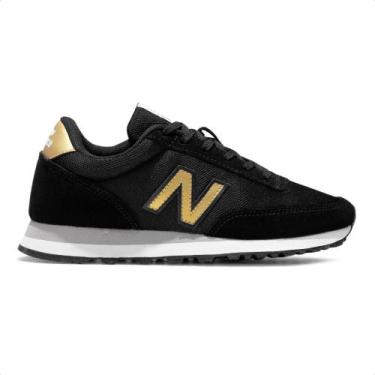 Imagem de Tênis New Balance 501 Feminino, 36, Preto, Dourado