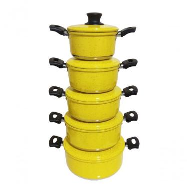 Imagem de Jogo 5 Panelas Alumínio Grosso Amarelas Pigmentadas Belmar