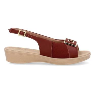 Imagem de Slingback Usaflex Joanetes Couro Anabela Ref Ud04003 Marrom 37