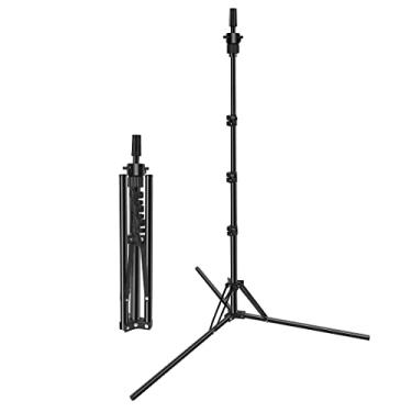 Imagem de LANENQJP Suporte de cabeça de manequim dobrável, tripé de suporte ajustável para peruca, suporte de manequim de metal para treinamento de cosmetologia e cabeleireiro