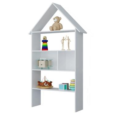 Imagem de Estante Casinha Infantil Organizadora 4 Prateleiras Branco