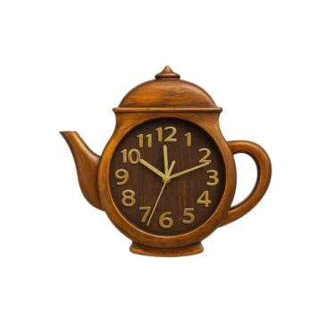 Imagem de Relogio de Parede, Relógio de Parede Bule Cozinha/Sala Quartz, 25cm(Madeira)