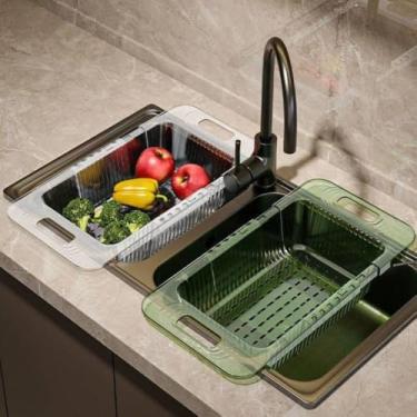 Imagem de Cesto Escorredor Multiuso Retrátil, Organizador de Cozinha Dobrável, Cores Sortidas