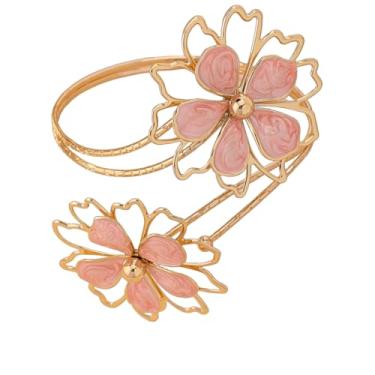 Imagem de KZL Pulseira de flor para o braço feminino boho havaiano plumeria rubra braçadeira de braço ajustável floral ouro braçadeira braçadeira braçadeira minimalista pulseira de bobina férias verão praia