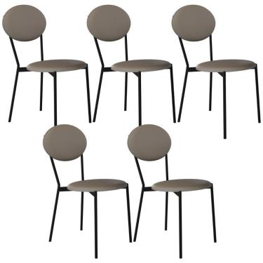 Imagem de Kit 05 Cadeiras Estofada Para Sala De Jantar Azuri Preto C01 Courino Cinza - Lyam Decor