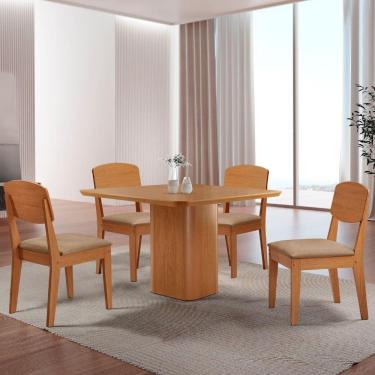 Imagem de Mesa De Jantar Eloise 90cm Tampo Mdf 4 Cadeiras Copper Turim 07/naturale
