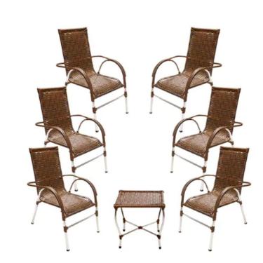 Imagem de Jogo 6 Cadeiras E Mesa Vênus Para Area Externa Trama Argila