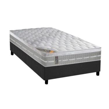 Imagem de Cama Box Solteiro: Colchão Molas Castor Pocket Premium Gel + Base Crc Suede Gray(88X188)