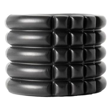 Imagem de Rolo de Liberação Miofascial Mini, Preto, Design com Ranhuras, para Massagem e Recuperação Muscular