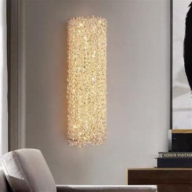 Imagem de Luminária de parede moderna e luxuosa em cristal com LED, ideal para sala de estar, quarto, cabeceira, casa de campo, hotel, escritório, escada e corredor (Estilo 33 D12H50CM)
