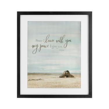 Imagem de Stupell Industries Impressão emoldurada preta Leave with Peace Barn sob vidro, design de Cindy Jacobs, 40 x 33