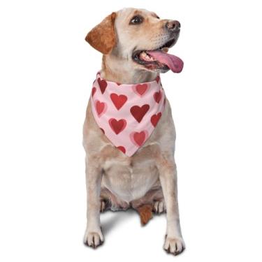 Imagem de Bandana de cachorro dos namorados, lenço de triângulo de coração rosa, cachecol reversível para animais de estimação para meninos e meninas (rosa)