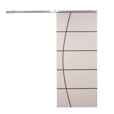 Imagem de Porta De Correr Branco Prime Frisada Kit Alumínio F01 - 210x100