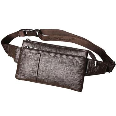Imagem de Glorixen Pochete de couro genuíno para homens e mulheres, bolsa tiracolo leve na cintura, preta, Marrom, Vintage