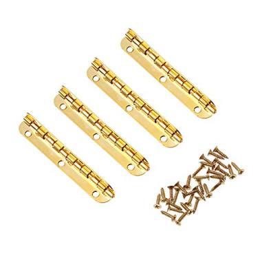 Imagem de 4 pcs 65 * 15mm gabinete de ouro dobradiças hardware de mobiliário jóias de jóias de caixa de vinhos caixa de música de madeira dollhouse janela janela dobradiça YYDFPIIA