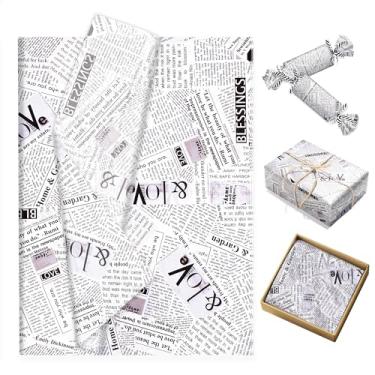 Imagem de 100 folhas de papel de embrulho de jornal, papel de embrulho vintage para presente, decoração de casamento ou festa