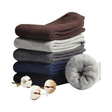 Imagem de Meias Masculinas de Lã Merino - 5 Pares de Meias Quentes para Inverno,