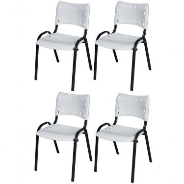 Imagem de Cadeira Iso Base Preto , Escritório Branco - Kit 4 Un