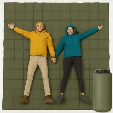 Imagem de HunnmingRe 1 cobertor grande para acampamento 205,7 x 215,9 cm, impermeável, saco de dormir com plumas, saco de dormir para acampamento, mochilão, caminhada