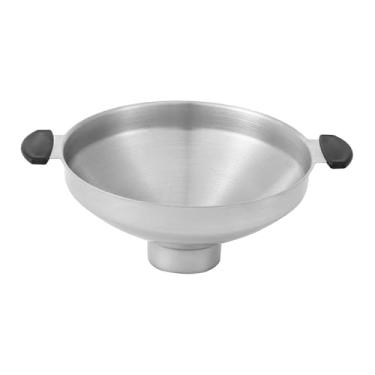 Imagem de Fenteer Funil de aço inoxidável para conservas com boca larga, com alça, ideal para geleias, sopas, potes de tamanho normal e largos, e para cozinhar feijão.