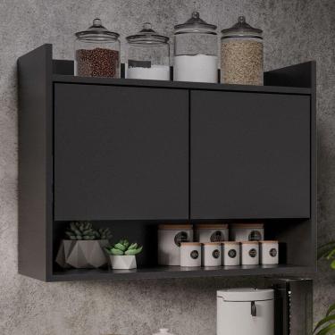 Imagem de Armário Aéreo Cozinha Multiuso Cecília 70cm 02 Portas - Ssx Multicoisas Preto