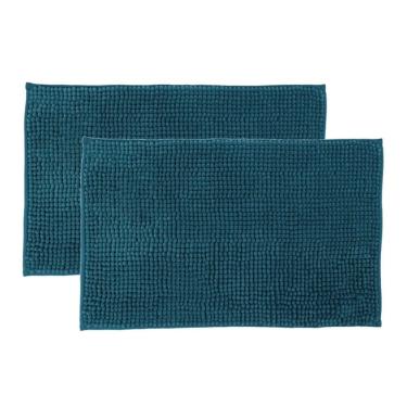 Imagem de Kit 2 Tapetes Banheiro Antiderrapante Azul Claro 58x38cm