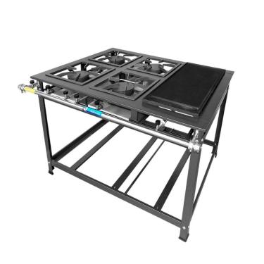 Imagem de Fogão Industrial 4 Bocas Simples a Gás Alta Pressão MR Fogões com Chapa P7