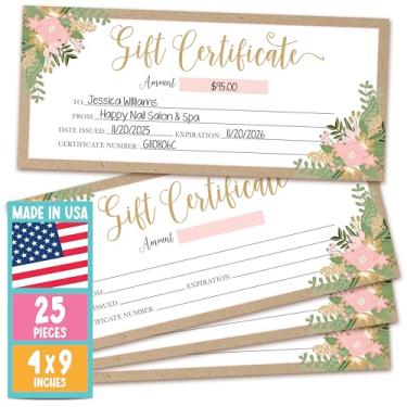 Imagem de 63,5 cm x 23,5 cm Cartões de presente floral rústico, vales para férias, Natal, suporte de aniversário, pequenas empresas, restaurante, spa Beauty Salão de cabeleireiro, casamento, chá de bebê, dinheiro, imprimível