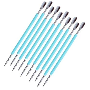 Imagem de Kit 10 Espátula e Palito Bastão Mista Silicone Cutelaria Empurrador Curvo Unha Aço Inox Manicure Pedicure Salão Profissional Marca MONOLO MULTISHOP (Verde)