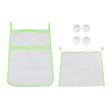 Imagem de CUOFYUNL 2 peças organizador de brinquedos de banho de malha para banheiro pendurado suporte de brinquedos para banheira bolsa de rede de armazenamento com gancho de ventosa (Verde)