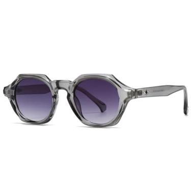 Imagem de VFDHN Óculos de Sol Vintage Unissex em Acetato Grosso e Sólido com Proteção UV400 e Lentes Polarizadas, Estilo Retrô Poligonal (TYJ509-3)