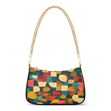 Imagem de CEBUGI Bolsas transversais femininas bolsa de ombro com fundo abstrato, bolsa clutch elegante com alça de corrente