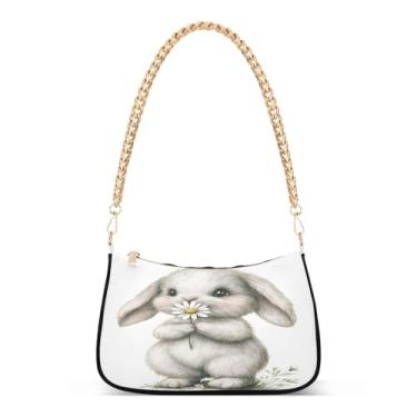 Imagem de CEBUGI Bolsas transversais femininas bolsa de ombro fofas bolsas de mão de coelho elegante bolsa clutch com alça de corrente