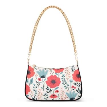 Imagem de CEBUGI Bolsas transversais femininas bolsa de ombro com flores bolsa clutch elegante com alça de corrente