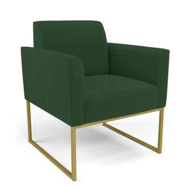 Imagem de Poltrona Base Industrial Dourado Marisa Veludo Verde D03 - D'rossi
