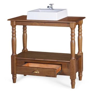 Imagem de Gabinete para Banheiro de Madeira Dália com Cuba e 1 Gaveta - M53063 -