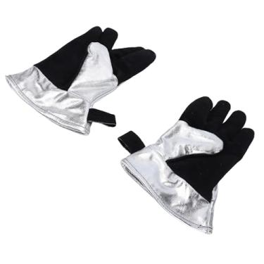Imagem de Depisuta Luvas de Soldagem, Resistentes Ao Calor até 400 ° C 752 ℉ Com Tecido de Folha de Alumínio e Palma de Couro, Luvas Impermeáveis ​​para Churrasco de Grelha para Camping