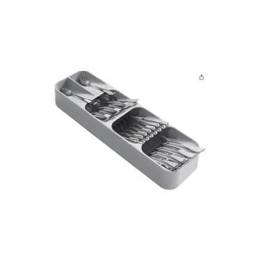 Imagem de Organizador de Talheres, Plástico, Cinza, 39,5x11x5,5 cm, 339g, Compartimentos Internos