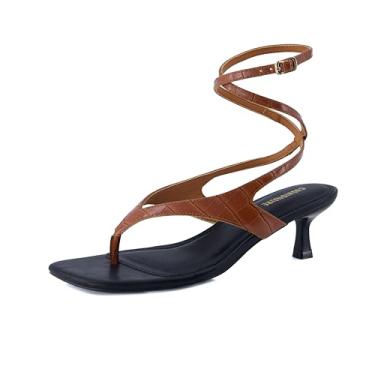 Imagem de CUSHIONAIRE Martini Women's Strappy Heel Sandal With Cushioned Footbed and Sleek Kitten Heel, COGNAC 7.5