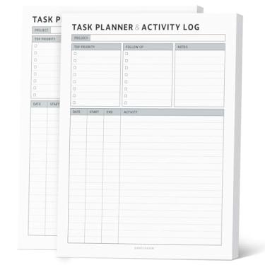 Imagem de Agenda de tarefas e rastreador 21 x 27 cm, bloco de notas para 70 folhas – Organizador de projetos com registro de tempo, prioridade máxima, acompanhamento – bloco de notas para casa e escritório