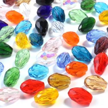 Imagem de Gota de água 10 x 15 mm 20 peças de cristal de vidro multicolorido Rondelle contas soltas colar pingente lustre berloques pulseira espaçador acessórios de joias enfeite de cabelo decoração