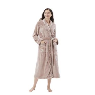 Imagem de Roupão COOVA Premium Plush Soft Warm Long Fleece Taupe