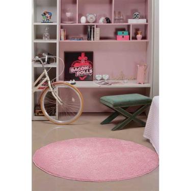Imagem de Tapete Sala Esc. 1,00 Redondo Antider. Rosa Bebê Classic - Oasis