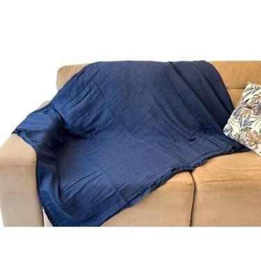 Imagem de Manta de Algodão Grande para Sofá Casal King 3,00X1,80M Grande 2,40X1,80m Pop pequena 2,20X1,50M sua casa(Pop 2,20x1,50m AZUL MESCLADO)