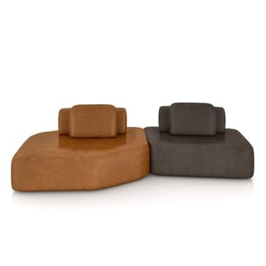 Imagem de Sofá Ilha Dakota 2 Módulos 310cm Encostos Almofadas Soltas PU Caramelo/Marrom G33 - Gran Belo