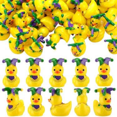 Imagem de Weysat 60 peças mini patos de resina minúsculos patos carnaval estatueta em miniatura a granel decoração de prateleira de mesa para desfiles e lembrancinhas de festa