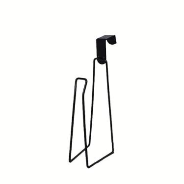 Imagem de 1 pacote com suporte de papel higiênico de ferro forjado, suporte de papel higiênico montado na parede (construção de metal durável, design que economiza espaço) - 18 x 7,9 x 14 cm (preto)