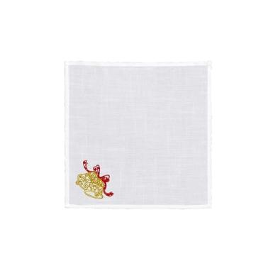 Imagem de Guardanapo De Tecido Sino Natalino Bordado Poliéster 40x40Cm Mesa Posta Rafimex Branco