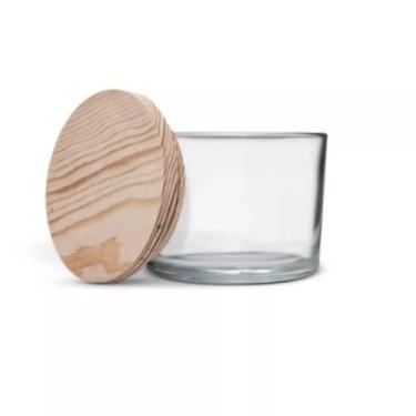 Imagem de 150x Potes De Vidro Pate 150ml Para Velas com Tampa De Madeira